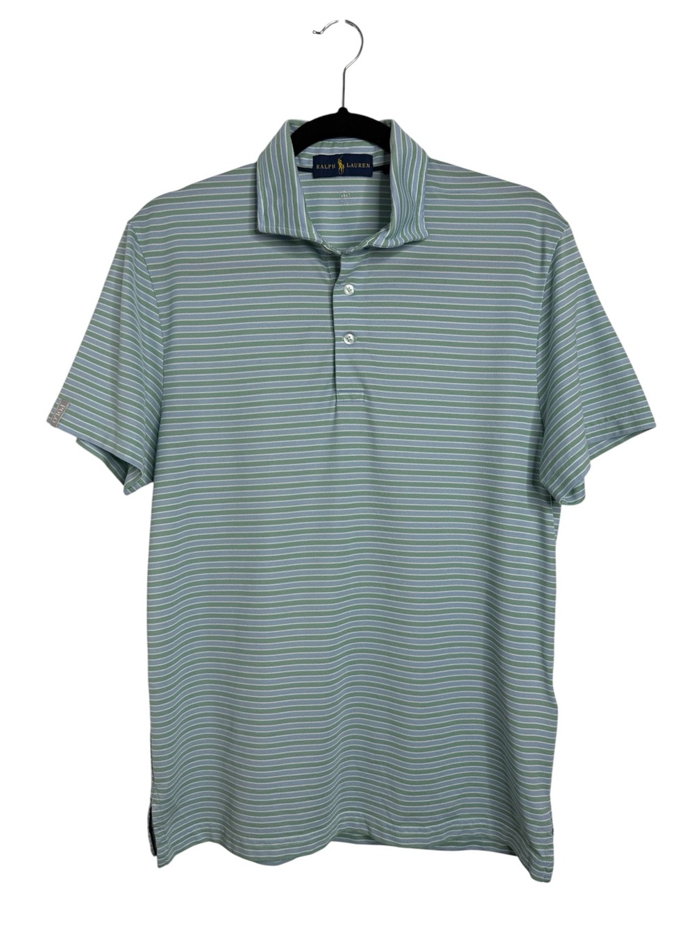 Ralph Lauren Mens Sz M Pro Fit Striped Performance Polo Shirt Green Blue Cotton